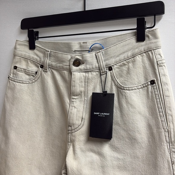 SAINT LAURENT Carrot Fit Denim Jeans Grey Off White Size 28 NWT - Picture 5 of 12